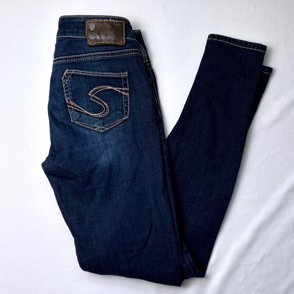 Silver Jeans Co Womens Low Rise November Jegging Size 25/2 Dark Wash Y2K Western